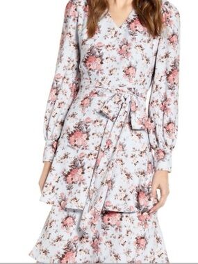 Rachel Parcell Tiered Floral midi dress Sky M